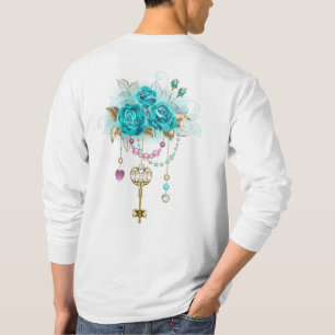 Turquoise-Rozen met Keys T-shirt