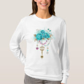 Turquoise-Rozen met Keys T-shirt (Voorkant)