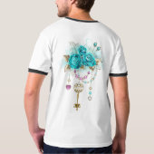 Turquoise-Rozen met Keys T-shirt (Achterkant)