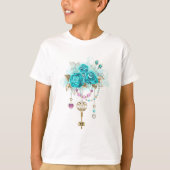Turquoise-Rozen met Keys T-shirt (Voorkant)