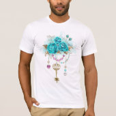 Turquoise-Rozen met Keys T-shirt (Voorkant)