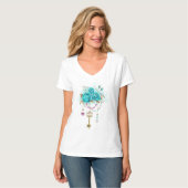 Turquoise-Rozen met Keys T-shirt (Voorkant volledig)