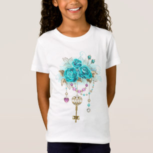 Turquoise-Rozen met Keys T-shirt