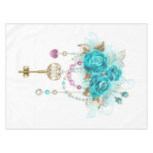 Turquoise-Rozen met Keys Tafelkleed (Voorkant (Horizontaal))