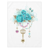 Turquoise-Rozen met Keys Tafelkleed (Voorkant)