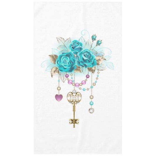 Turquoise-Rozen met Keys Tafelkleed (Voorkant)