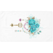 Turquoise-Rozen met Keys Tafelkleed (Voorkant (Horizontaal))