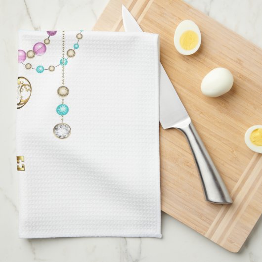 Turquoise-Rozen met Keys Theedoek (Quarter Fold)