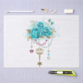 Turquoise-Rozen met Keys Tissuepapier (Craft)