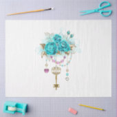 Turquoise-Rozen met Keys Tissuepapier (Craft)
