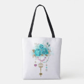 Turquoise-Rozen met Keys Tote Bag (Achterkant)