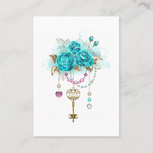 Turquoise-Rozen met Keys Visitekaartje (Voorkant)