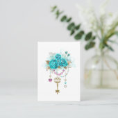 Turquoise-Rozen met Keys Visitekaartje (Staand voorkant)