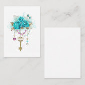 Turquoise-Rozen met Keys Visitekaartje (Voorkant / Achterkant)