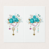 Turquoise-Rozen met Keys Visitekaartje (Buitenkant ongevouwen)