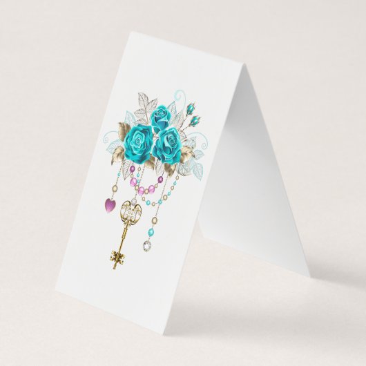 Turquoise-Rozen met Keys Visitekaartje (Achterkant)