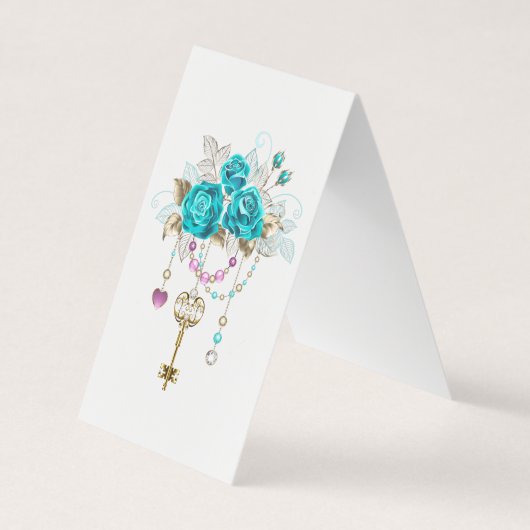 Turquoise-Rozen met Keys Visitekaartje (Voorkant)