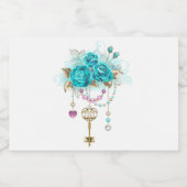 Turquoise-Rozen met Keys Voedselcontainer Etiket (Enkel label)