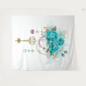 Turquoise-Rozen met Keys Wandkleed (Voorkant (horizontaal))