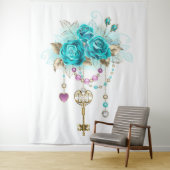 Turquoise-Rozen met Keys Wandkleed (In situ)