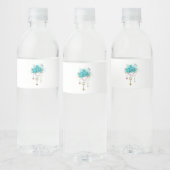 Turquoise-Rozen met Keys Waterfles Etiket (Flessen)
