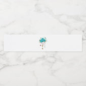 Turquoise-Rozen met Keys Waterfles Etiket (Enkel label)