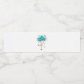 Turquoise-Rozen met Keys Waterfles Etiket (Enkel label)