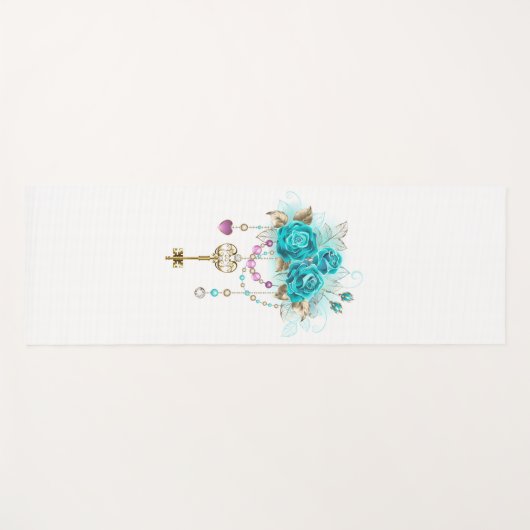Turquoise-Rozen met Keys Yogamat (Voorkant (horizontaal))