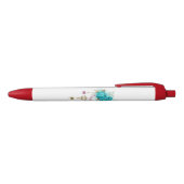 Turquoise-Rozen met Keys Zwarte Inkt Pen (Bovenkant)