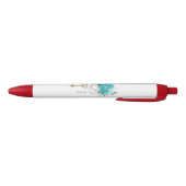 Turquoise-Rozen met Keys Zwarte Inkt Pen (Bodem)