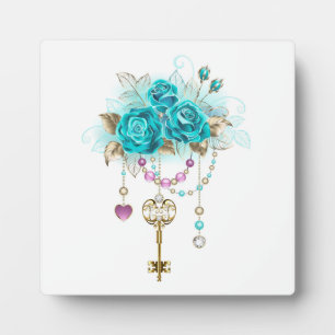Turquoise Rozen met Sleutels Fotoplaat