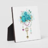 Turquoise Rozen met Sleutels Fotoplaat (Voorkant)