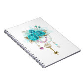 Turquoise Rozen met Sleutels Notitieboek (Rechterzijde)