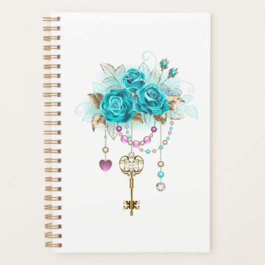 Turquoise Rozen met Sleutels Planner (Voorkant)