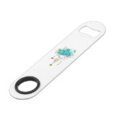 Turquoise Rozen met Sleutels Speed Flessenopener (Voorkant Gekanteld)