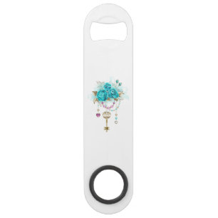 Turquoise Rozen met Sleutels Speed Flessenopener