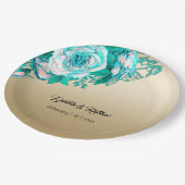 Turquoise Rozen op gouden bruiloft Papieren Bordje (Gekanteld)