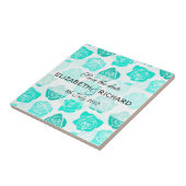  turquoise rozen "Save the date" Tegel Tegeltje (Zijkant)