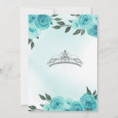 Turquoise Rozen Silver Tiara Quinceañera Birthday Kaart (Achterkant)