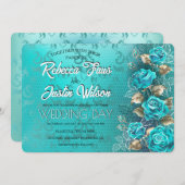 Turquoise Rozen Tiffany Bloem Moderne Boho Kaart (Voorkant / Achterkant)