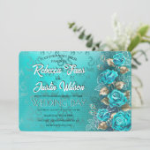 Turquoise Rozen Tiffany Bloem Moderne Boho Kaart (Staand voorkant)