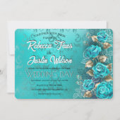 Turquoise Rozen Tiffany Bloem Moderne Boho Kaart (Voorkant)