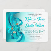 Turquoise Rozen Tiffany Bloem Moderne Boho Kaart (Voorkant / Achterkant)