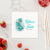 Turquoise Rozen Tiffany Floral Modern Boho Servet (Insitu)