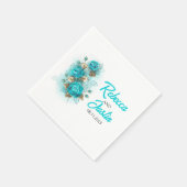 Turquoise Rozen Tiffany Floral Modern Boho Servet (Hoek)