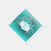 Turquoise Rozen Tiffany Floral Modern Boho servett Servet (Hoek)