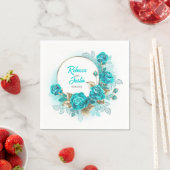 Turquoise Rozen Tiffany Floral Modern Boho servett Servet (Insitu)
