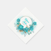 Turquoise Rozen Tiffany Floral Modern Boho servett Servet (Hoek)
