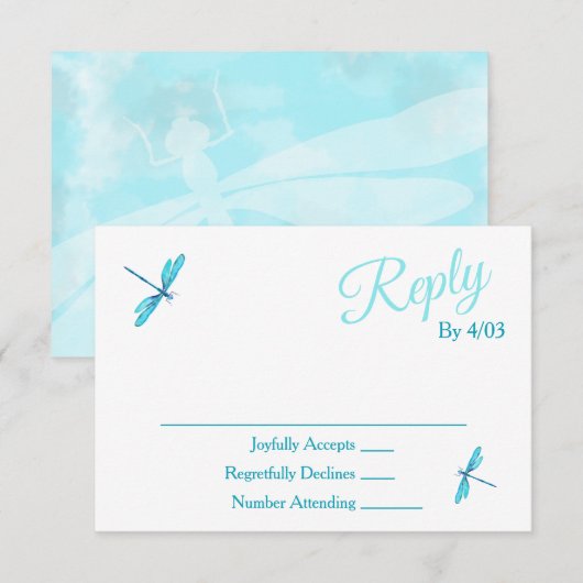 Turquoise RSVP Enclosure Cards Advieskaart (Voorkant / Achterkant)