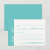 Turquoise RSVP-kaart, Caroline Wedding Collectie RSVP Kaartje (Voorkant / Achterkant)